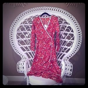Free people kimono style long sleeve red dress